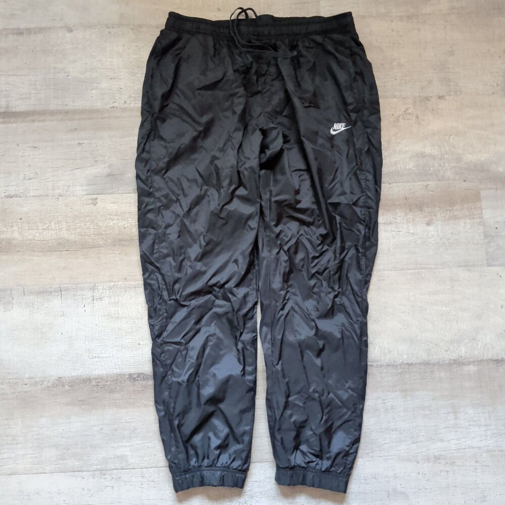 ​Nike Men's Black Nylon Track Pants Casual Sportswear Joggers Lined Size XXL